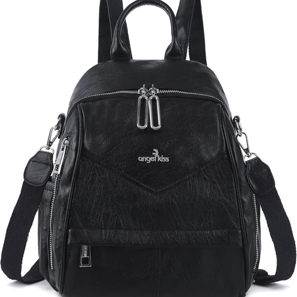 Small Vegan Leather Backpack Purse for Women Compact Convertible Fashion